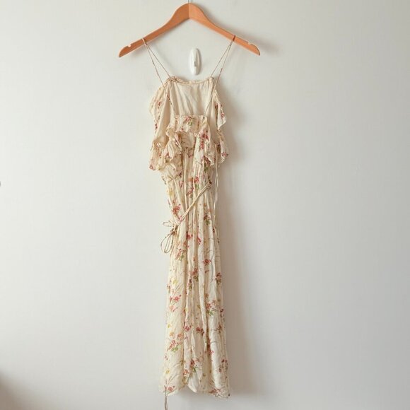 Zara Floral Sequin Ruffle Midi Halterneck Midi Dress NWT Size XS - Picture 9 of 9